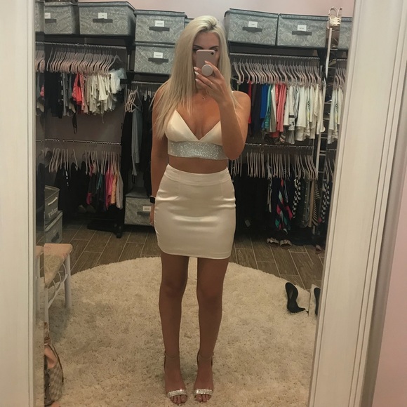 NWT Meshki Diamonte two piece set- ivory dress - Picture 2 of 8